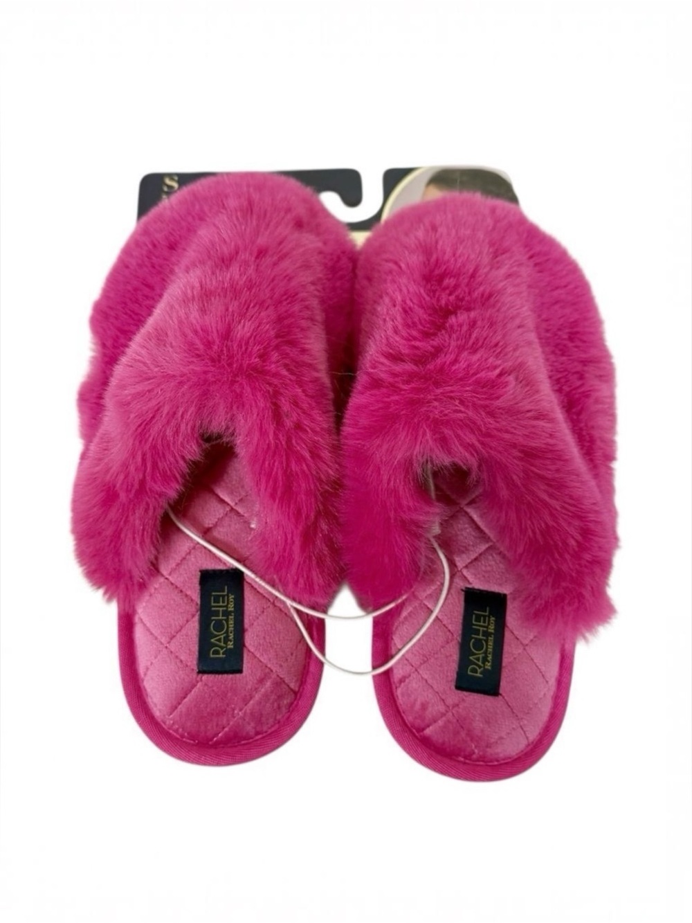 Rachel Roy Womens Magenta‎ Pink Fuzzy Barbiecore Faux Fur Comfort Slippers Small